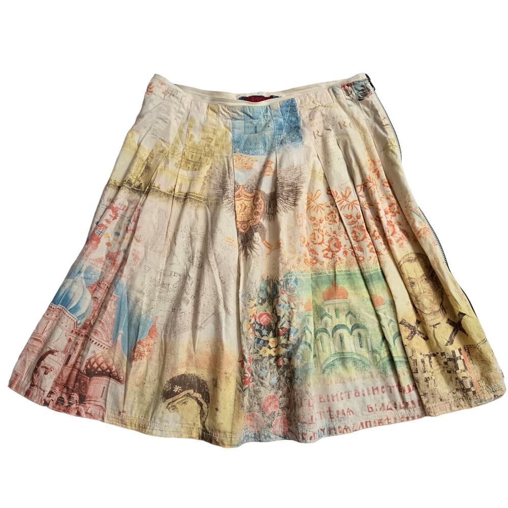 Johnny Was Multicolor Printed Midi Skirt - Cream Base with Pastel Accents